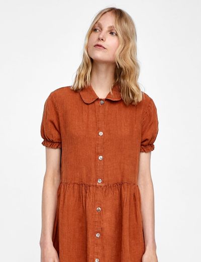 Printed Shadow Stripe Ruffle Blouse